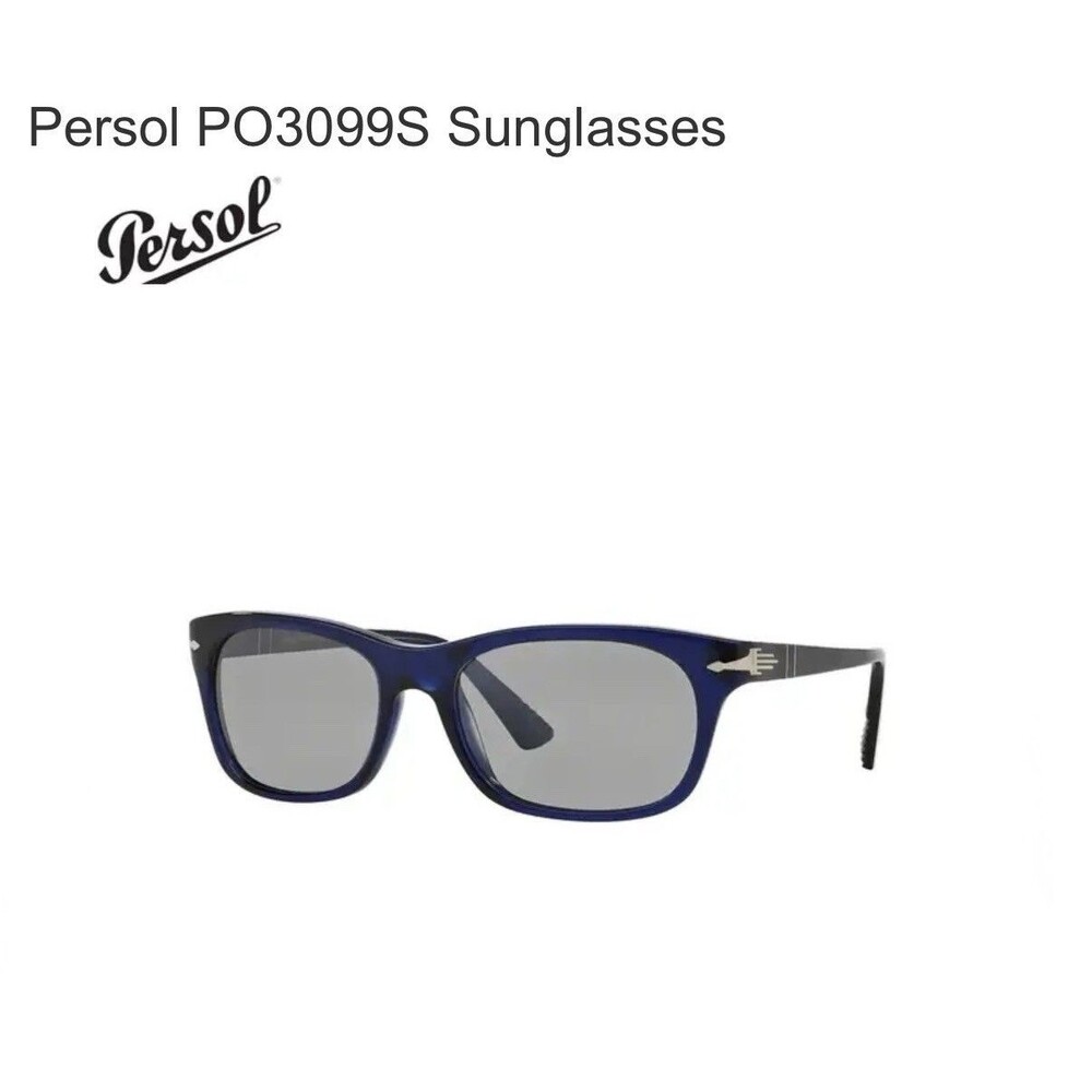 Persol PO3099S 181/31 Blue Sunglasses Green Lens 59-19 145 Unisex w Case